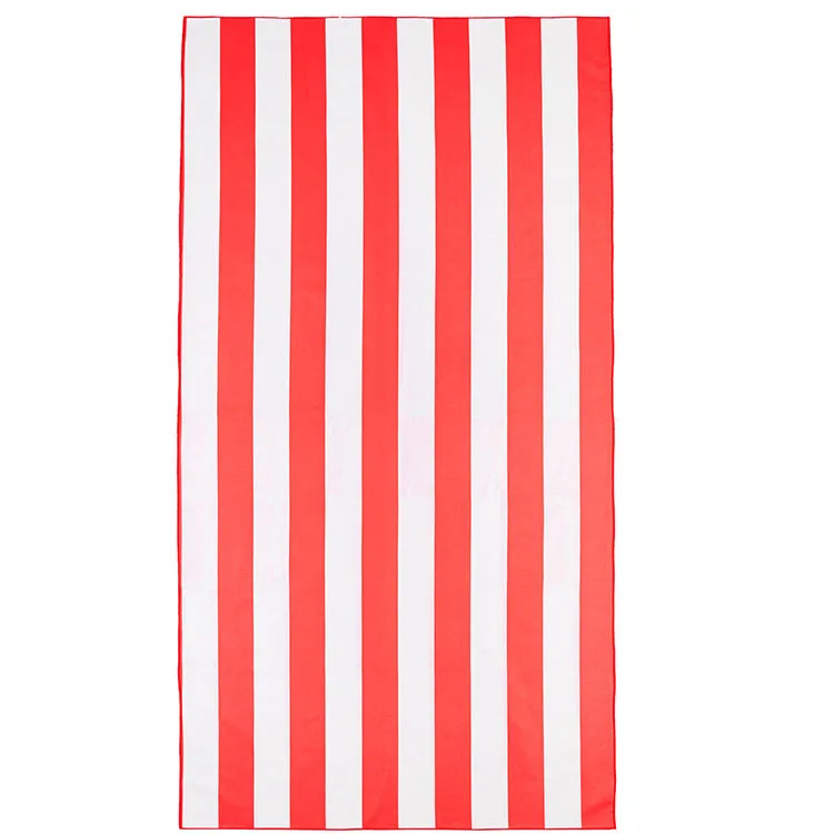 custom travel size microfiber red and white striped beach towels wholesale