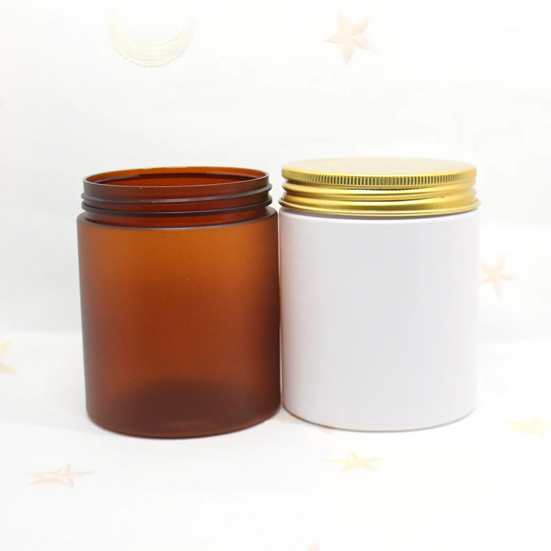 100ML 200ML 300ML 500ML pet round transparent bottle 8oz 10oz cosmetic container food grade plastic jar with gold lids