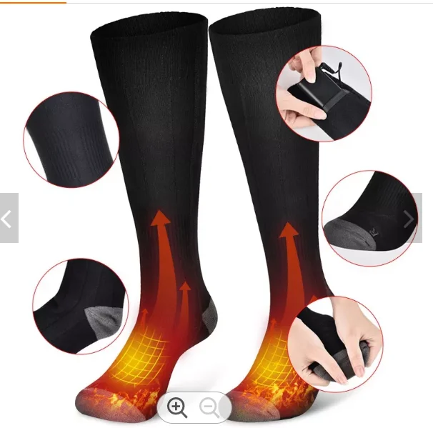 7.4V Electric Rechargeable Battery Heating Socks, Far Infrared Heated Socks For Foot Warmer and Pain Relief