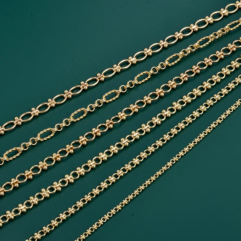 18K Gold Plated Double Weave Chains Findings Curb Chain Link Bulk for Necklace Jewelry Accessories DIY Making