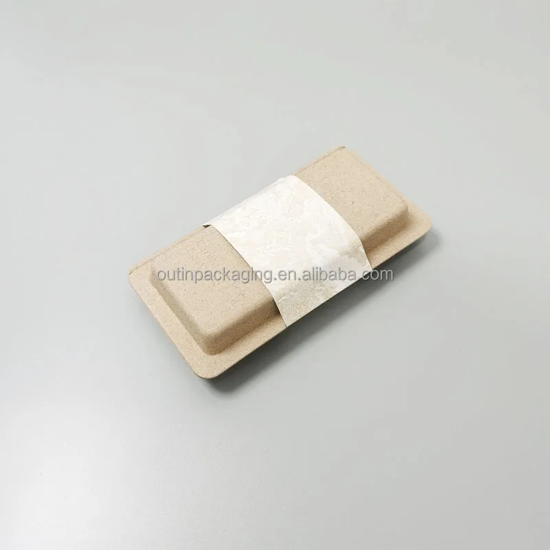 Customized recycled paper pulp molded dry press box insert for cosmetics packaging paper pulp molding tray make up mold pulp box