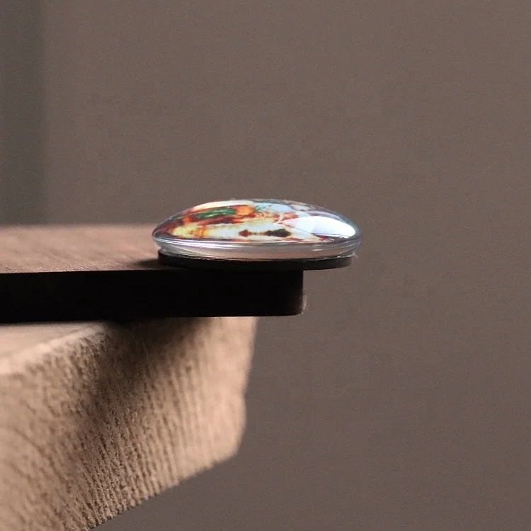 30*40mm Custom Whiteboard Oval Beauty Girls Eiffel Tower Pattern Crystal Glass Souvenir Fridge Magnet For Souvenir