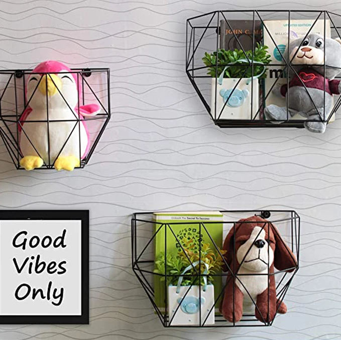Kitchen Pantry Bathroom Bedroom Entryway Laundry Room Garage Hanging Storage Organizer Wall Mounted Metal Wire Storage Baskets