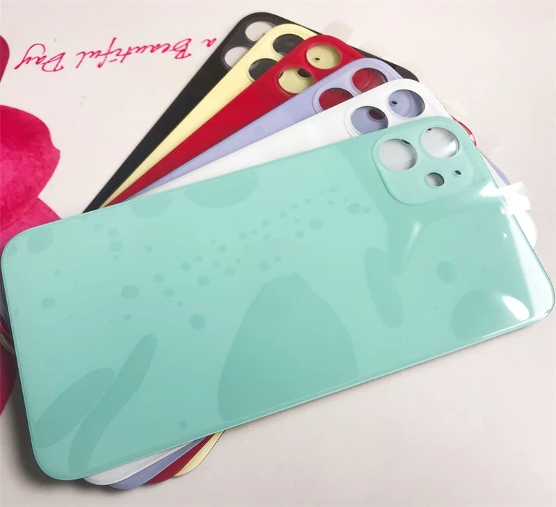 Задняя стеклянная крышка для мобильного телефона iPhone 11, задняя крышка аккумулятора, Сменное стекло с большим отверстием CE
