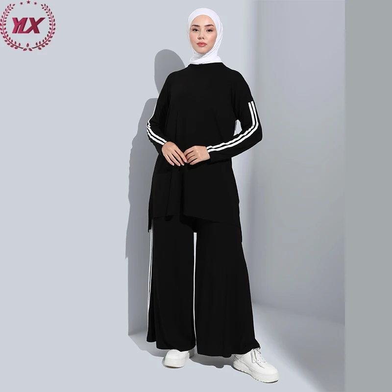 Custom Office Wear Muslim Women Modest 2 Piece Sets Middle East Dubai Clothing Arab Long Tunic Pants Suit