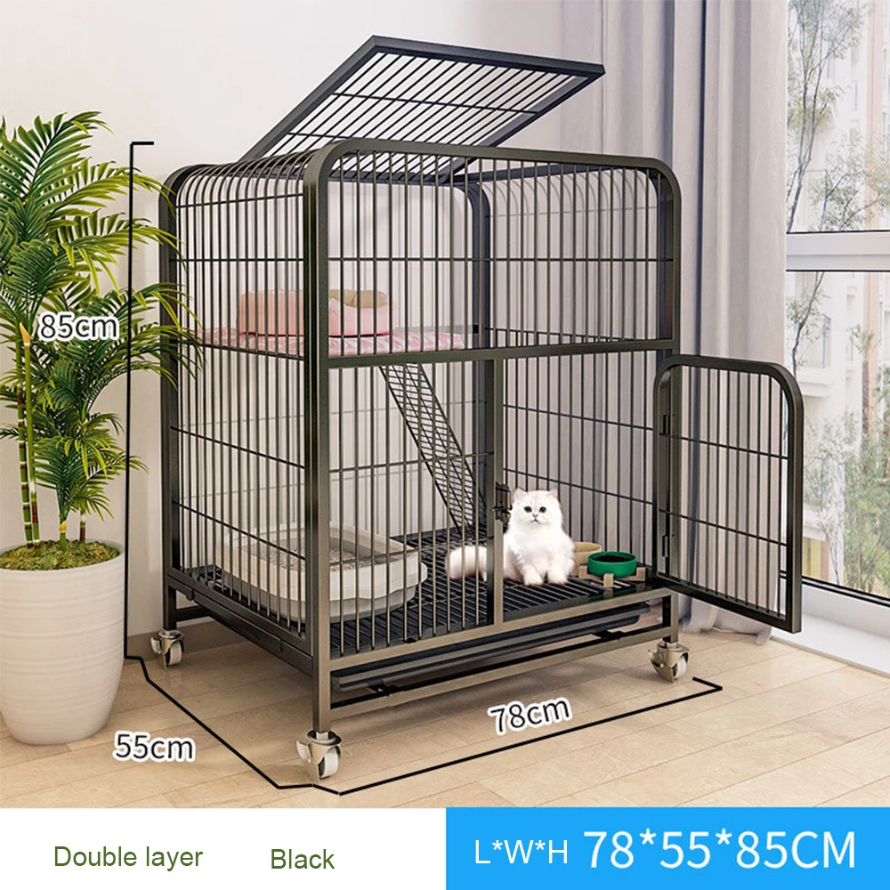 Double-Door Steel Foldable Dog Crate Heavy-Duty Small to Medium Pet Dog Cage Animal Pattern Live Usage Fence Box Packing Cats
