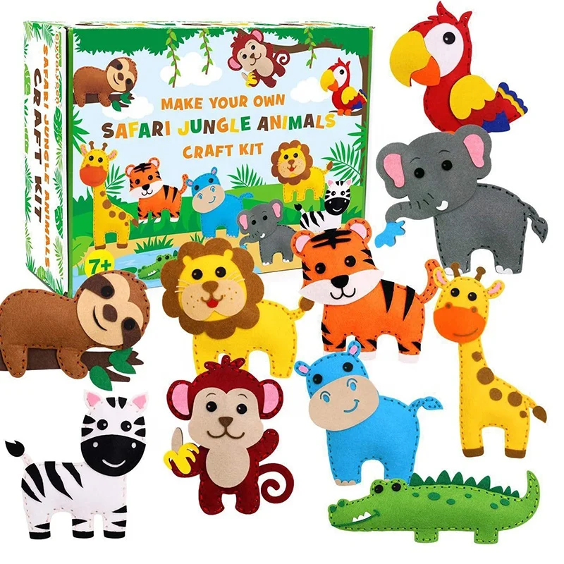 New Arrival Early Educational Diy Wool Felt Christmas Zoo Felt Kid Felts Craft Animals Sewing Diy Toy