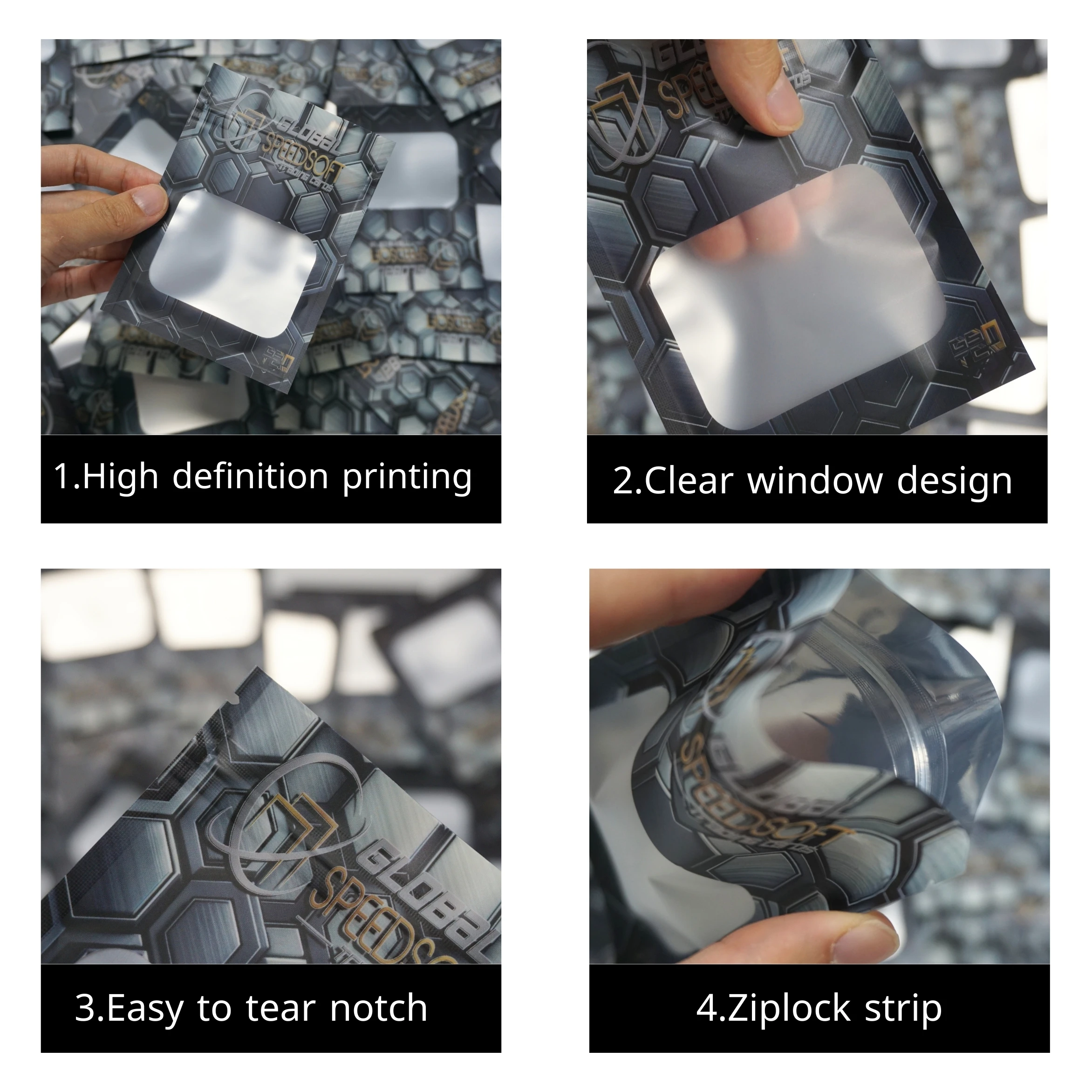 Custom printing food-grade 3 side heat seal small plastic packaging 1Oz 3.5g 7g 14g mylar bag with soft touch film