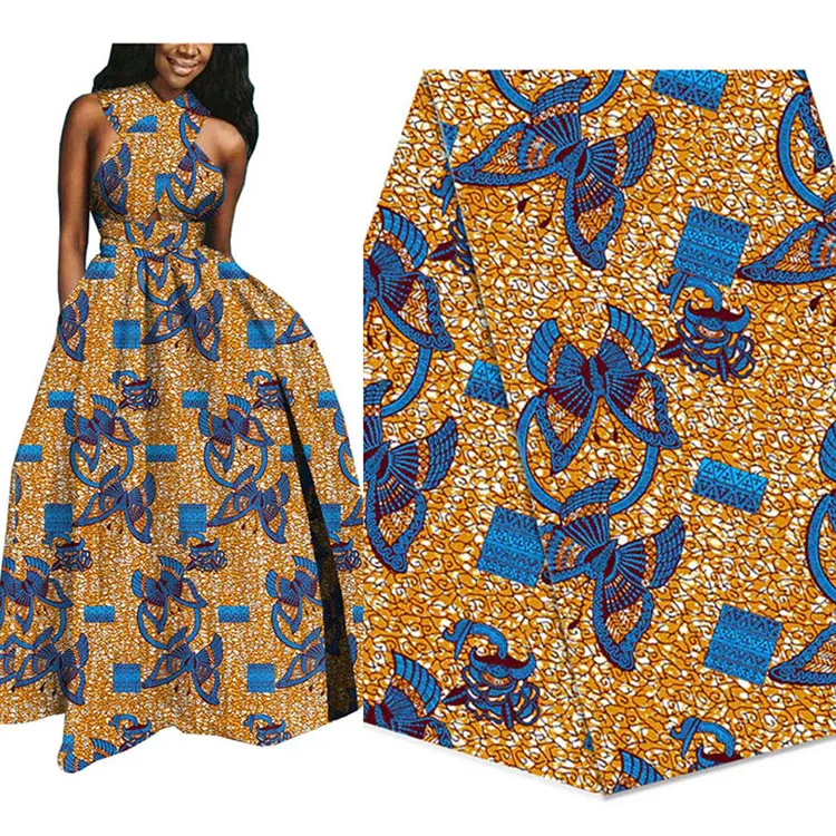 100% Cotton African Traditional National Clothing Women Dresses Cotton Fabric Batik Double-sided Printed Dutch 6yds Fabric Woven
