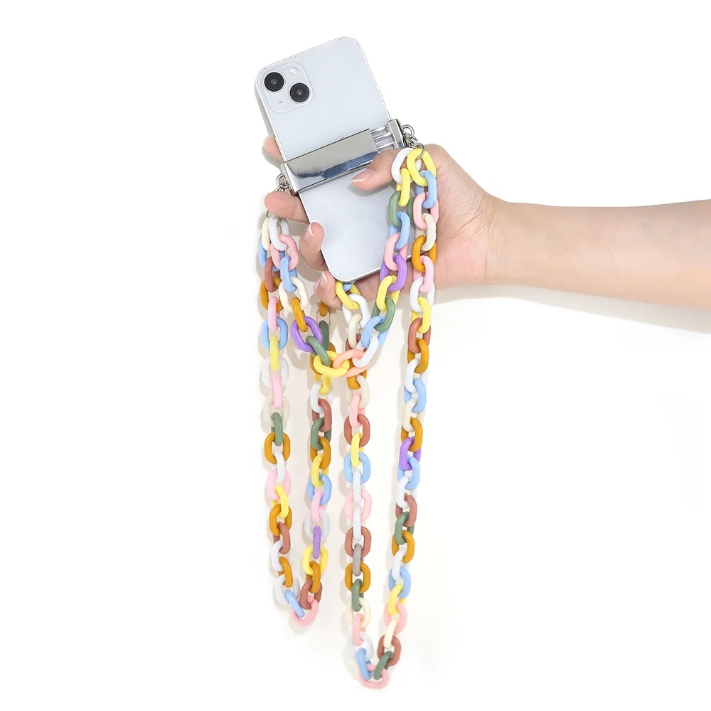 Многоцветный акриловый прочный металлический держатель-зажим для телефона Аксессуары для мобильного телефона ремешок-цепочка для сотового телефона кросс-боди