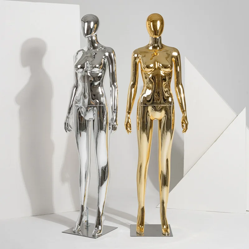 Free Standing enceinte Material gold lingerie glossy  female model mannequin full body with egg head