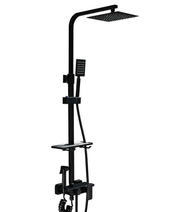 Bathroom black stainless steel 304 shower sets hot cold shower mixer in wall rain concealed shower set