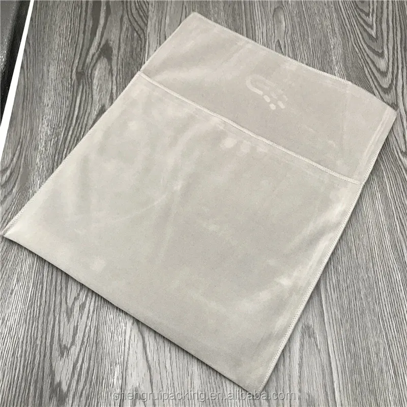 NEW arrival high end grey velvet pouch with flap, suede envelope pouch for gift