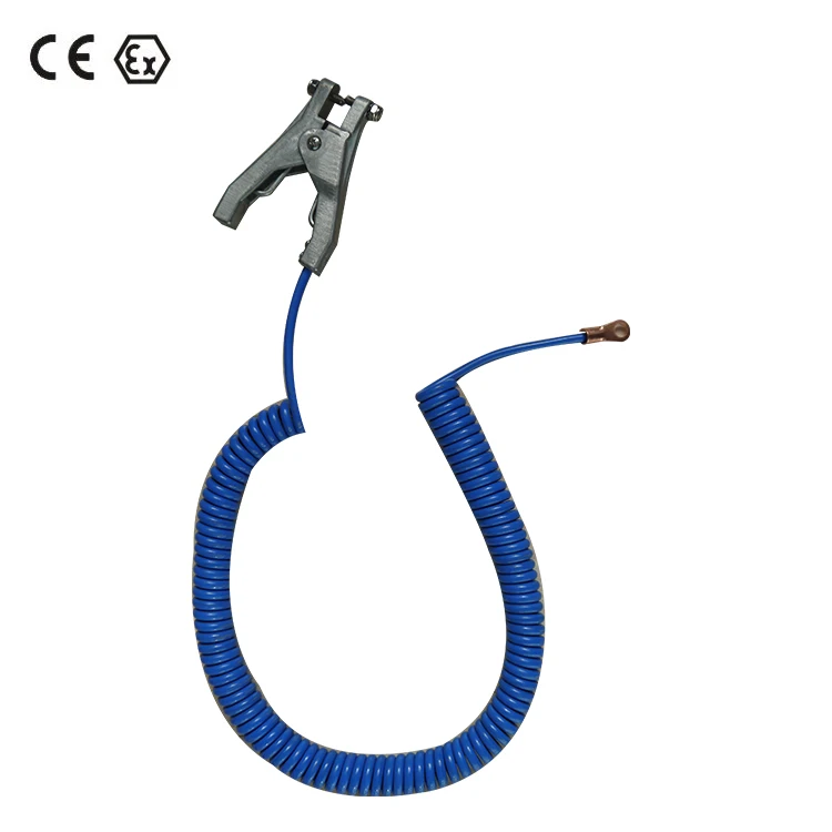 Atex Approved  Static/Anti-Static Grounding/Earthing Clamp with spiral cables