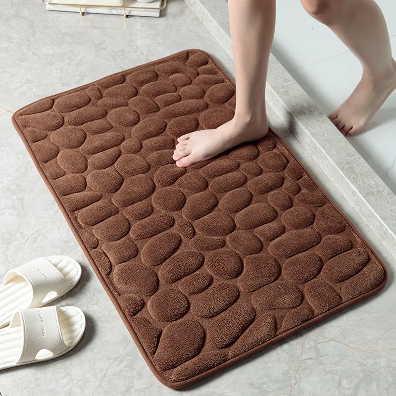 Memory Foam Water Absorbing Soft Foot Mat Solid Color Non-Slip Rug Bathroom Floor Mat