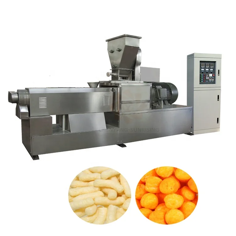 Low consumption extruder mini corn puff snack food making machine