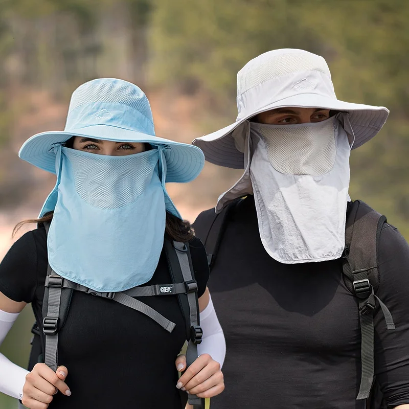 Outdoor Sun Cap for Men Women Fishing Hat UPF 50+ UV Sun Protection with Removable Neck Flap Face Cover Mask  Windproof Strip