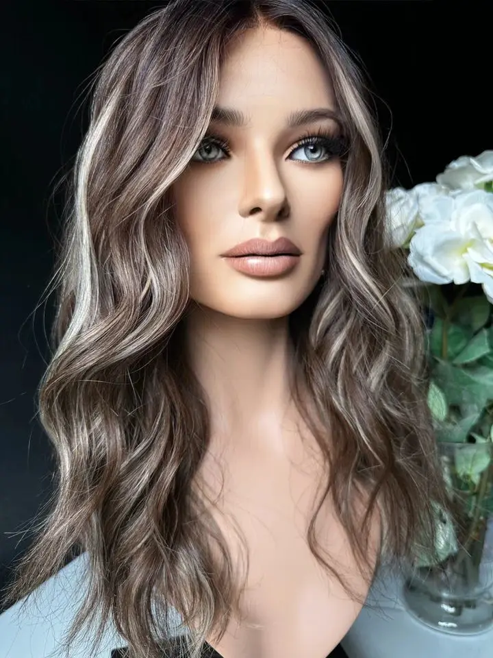 Cool Platinum Highlight Blonde European Hair Lace Top Jewish Wig Single Knot Hand Tied Lace Front Wig For Women Hair Loss