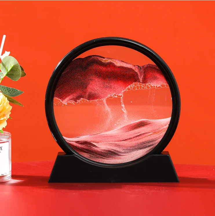 hot sale 7 inch Circular silicon frame dynamic image sand art quicksand painting moving sand pictures