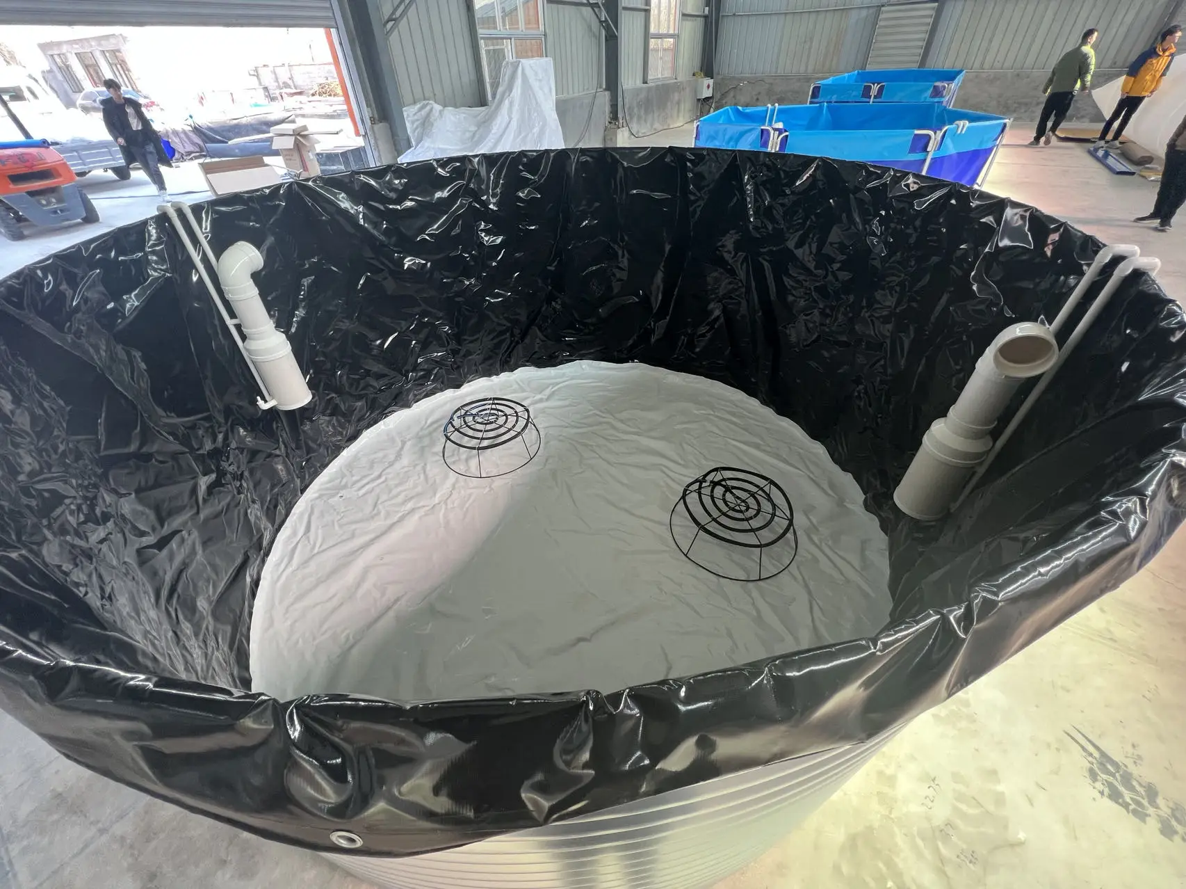 Freshwater fish and shrimp plastic canvas PVC galvanized  material fish pond with high breeding density and high profit