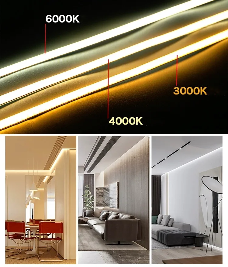 led strip light 12v cob 3mm 4mm strip light led dc 5v waterproof warm cold white 4000k 24v cob strip light