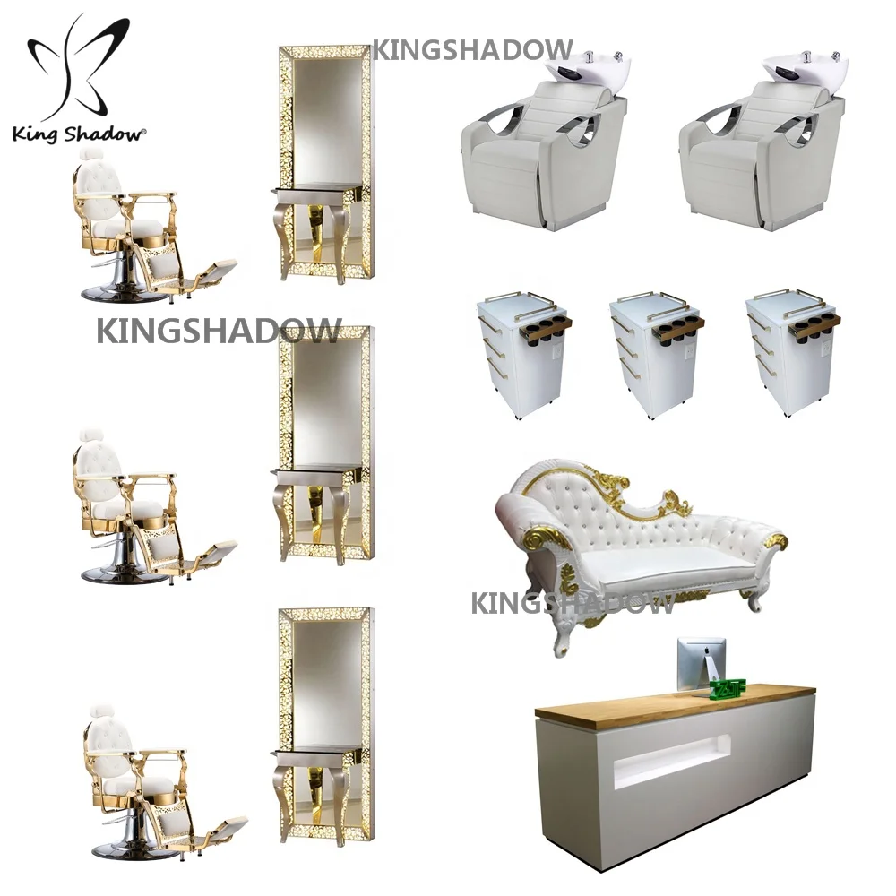 Modern salon furniture package barber shop mirror station shampoo chair metal hair salon chairs