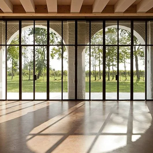 New design custom black metal frame glass window and door double glass steel aluminium frame door design