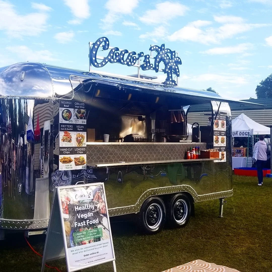 WECARE stainless steel mobile kitchen coffee pizza fast food trailer airstream remorque food truck with full kitchen for sale