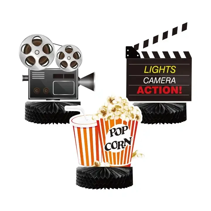 New Table Center Ornaments Birthday Table Decoration  3PCS Honeycomb Paper Centerpieces Movie Theme Table Topper Decorations