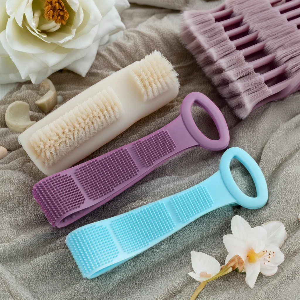 Silicone Body Scrub Brush Exfoliating Bath Shower Back Brush with Stain Removal Bath Belt Bath Brushes Sponges & Scrubbers