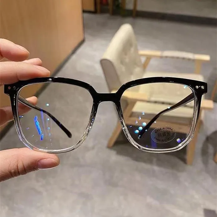 2023 Transparent Men Women Square Frame Big Round Optical Glasses Anti Blue Light Glasses Frame