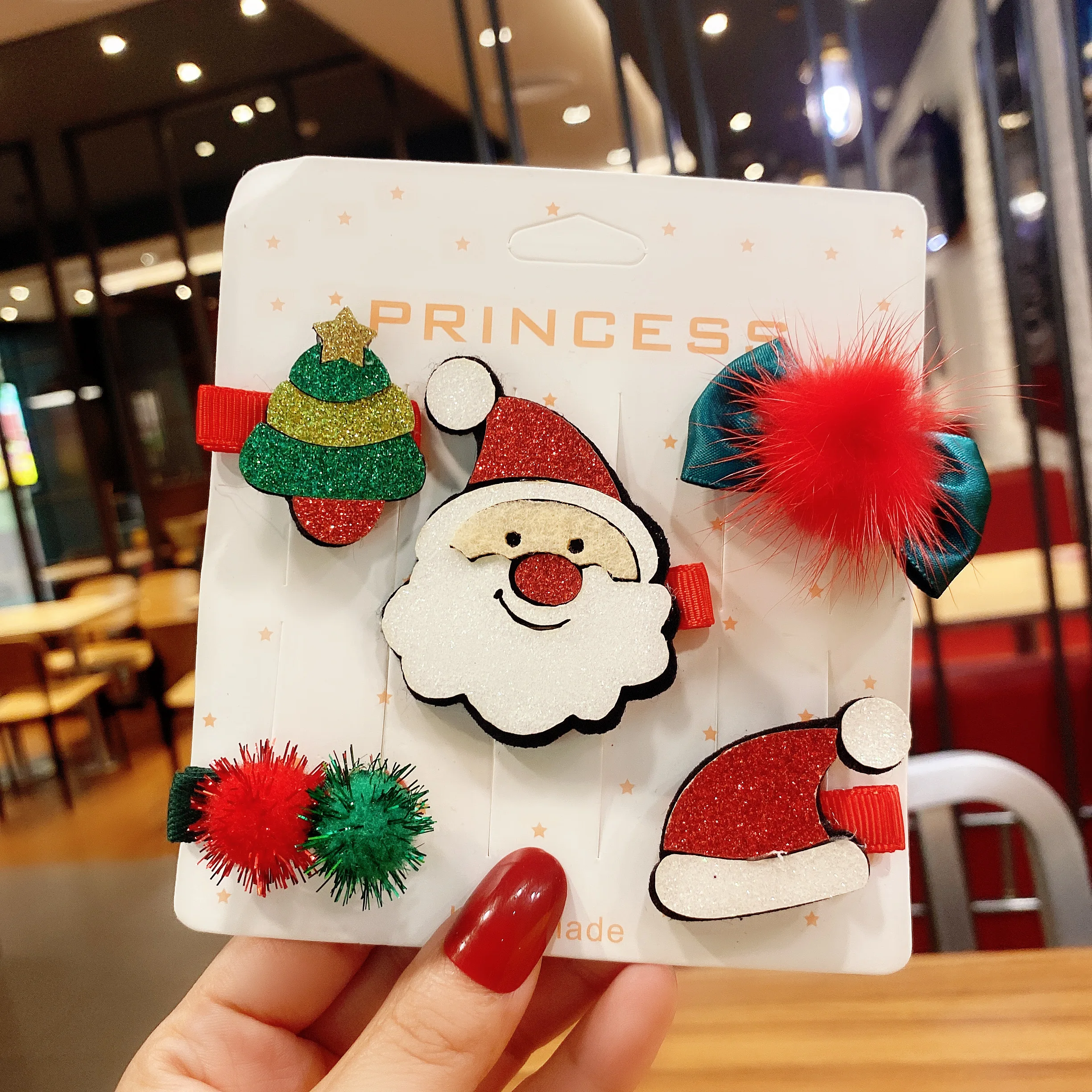 Unique Christmas Snowman hairpins gifts 5pcs/set Cute elk deer hair clips Santa Hairgrips Set for Children