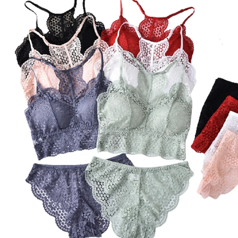 Женское сексуальное нижнее белье, нижнее белье с перекрестной спинкой, бюстгальтеры и трусики, дышащий цветочный бесшовный бюстгальтер и трусики, комплекты