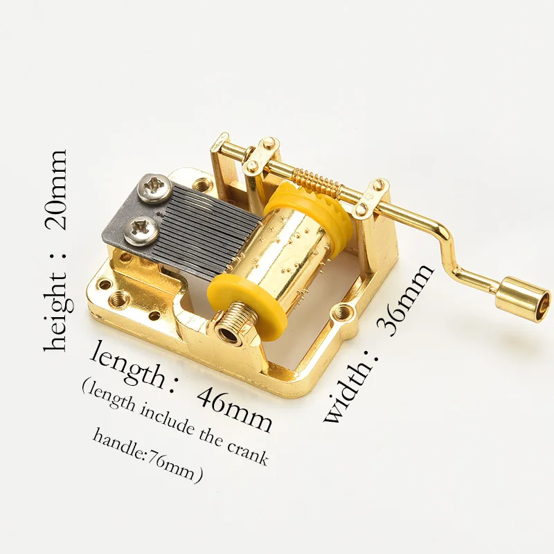 18 Note Hand cranked Musical Movement custom made hand crank golden  music box mechanism