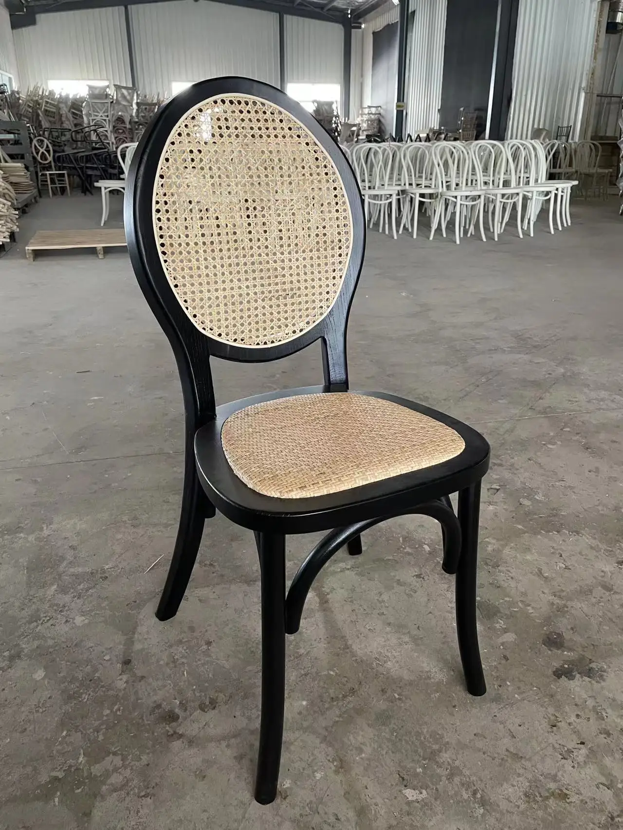 Wooden Rattan Seat Stackable Wedding Event Party Rental Dining Monet Chair