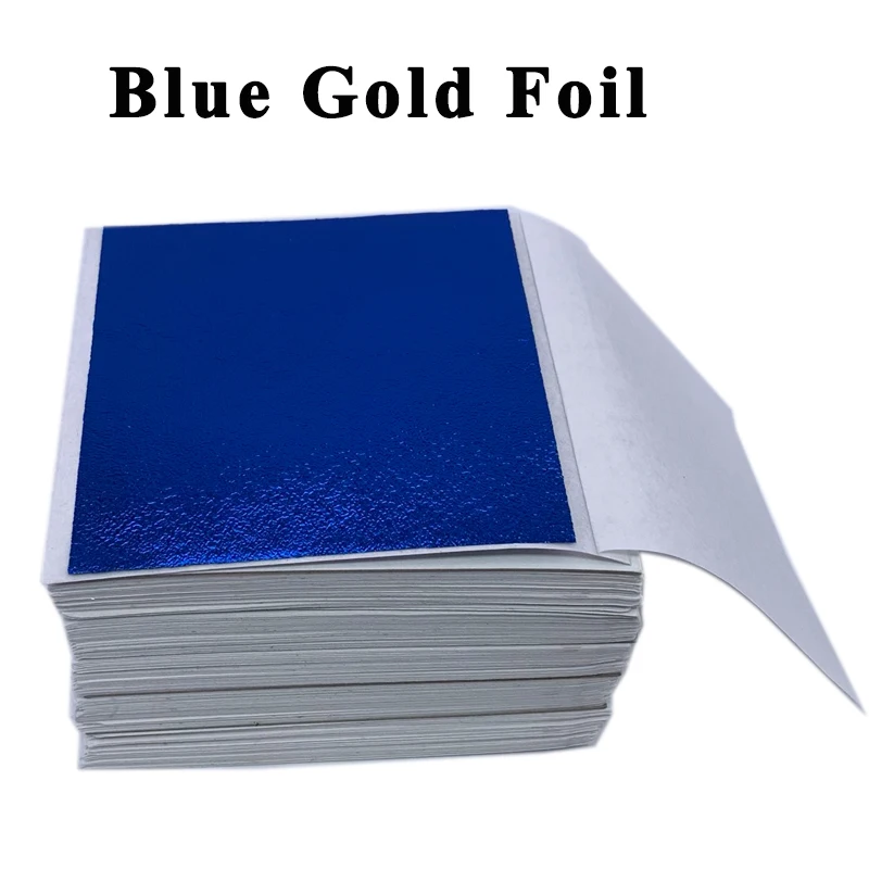China High Quality Factory Direct Price 500 Sheets 8x8.5cm Taiwan Blue Gold Leaf PE Foil