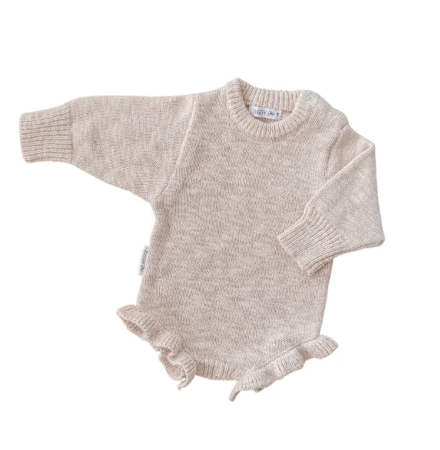 Custom Long Sleeve Chunky Knit Fall Baby Girls Sweater Knitter Clothes Rompers