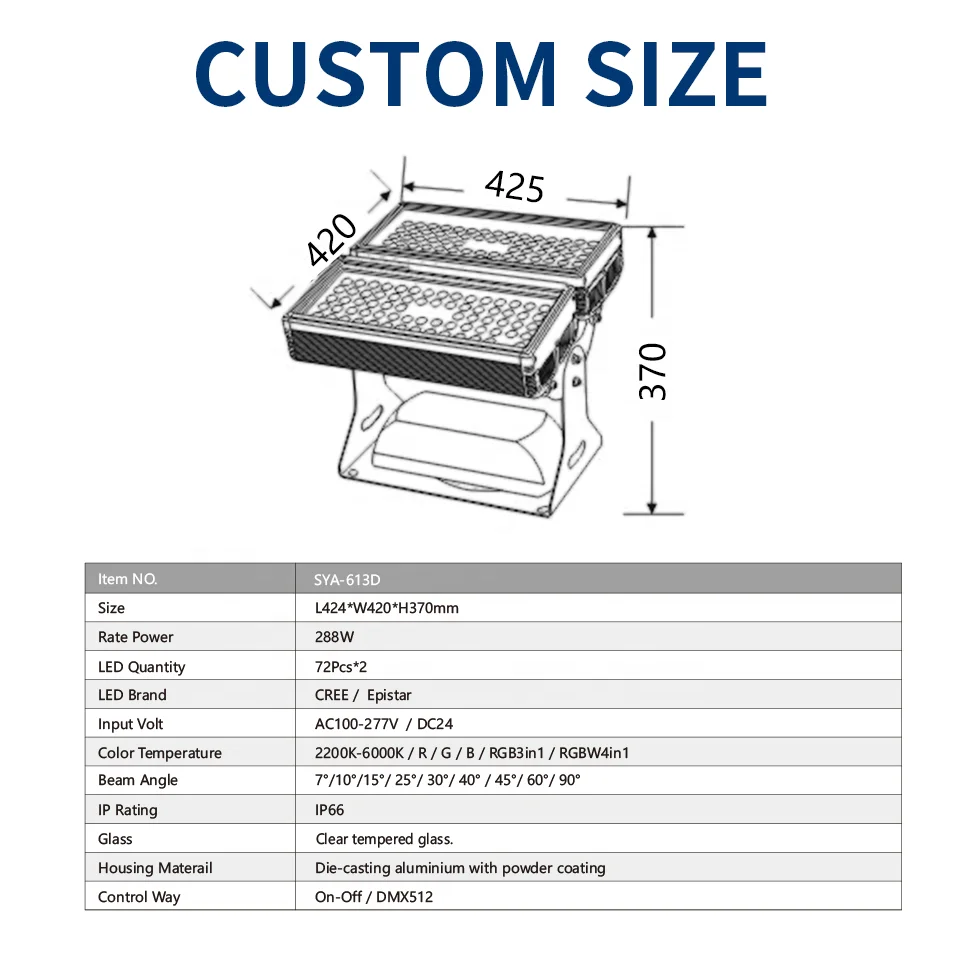 SYA-613D Outdoor lighting manufacturer Saving energy rgbw spotlighting led projector lamps