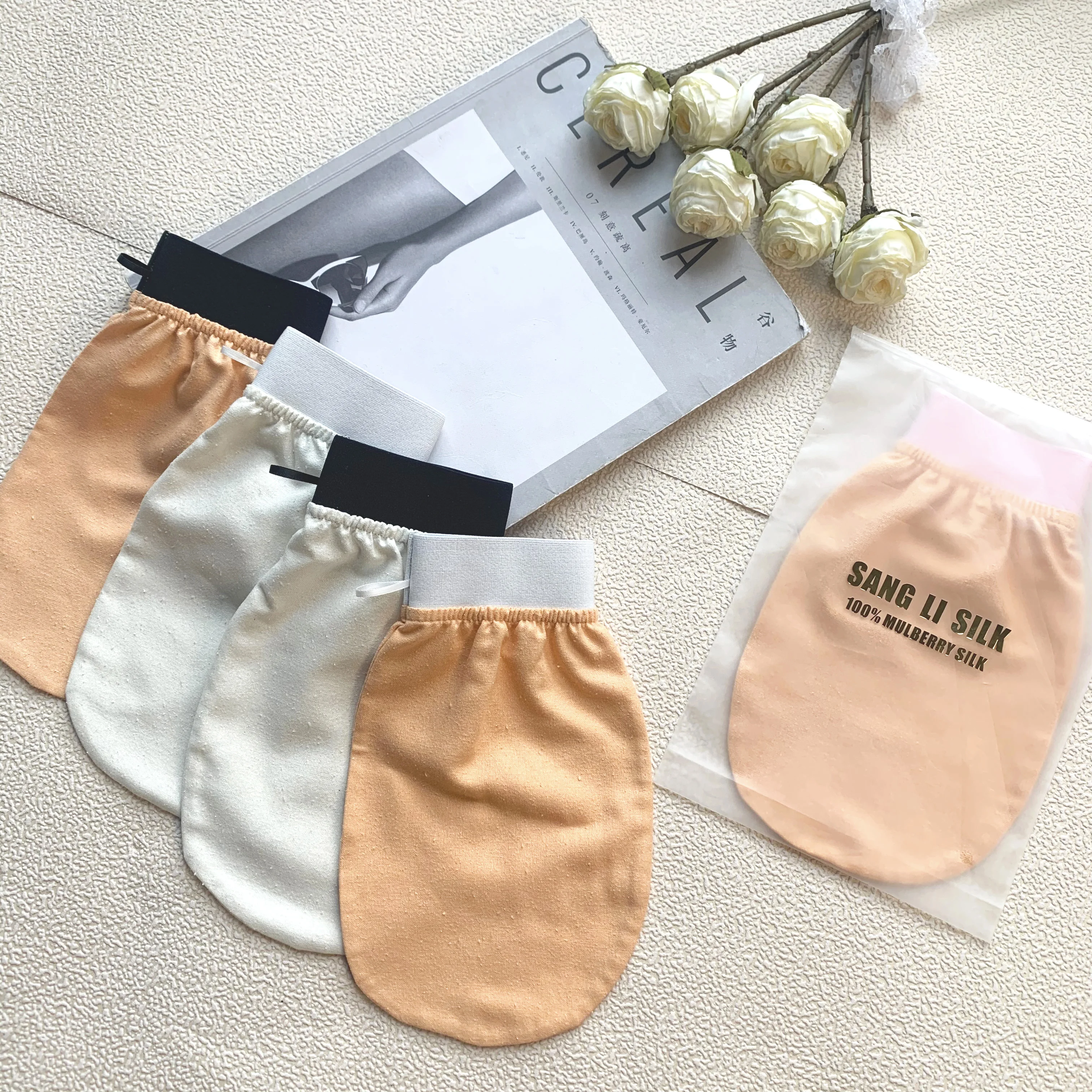 Wholesale 30MM Skin Care Peeling 100% Mulberry Silk Gloves Turkish Silk Exfoliating Glove
