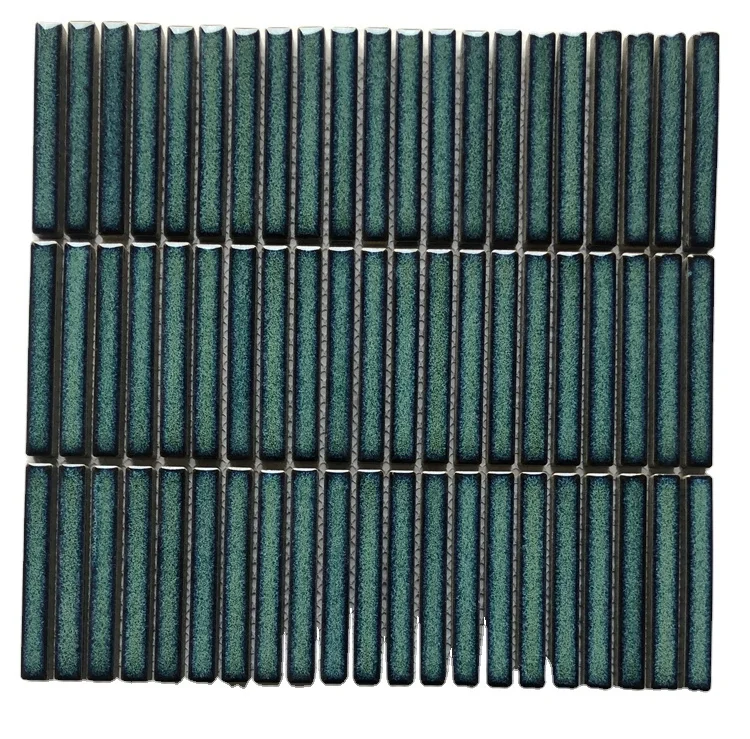 Kit Kat glazed ceramic mosaics, glue, green, pink, and other colors