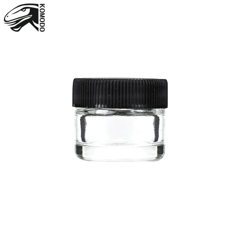
New Arrival OEM Logo 5ML Small Transparent Round Childproof Glass Jar with Custom Packing 