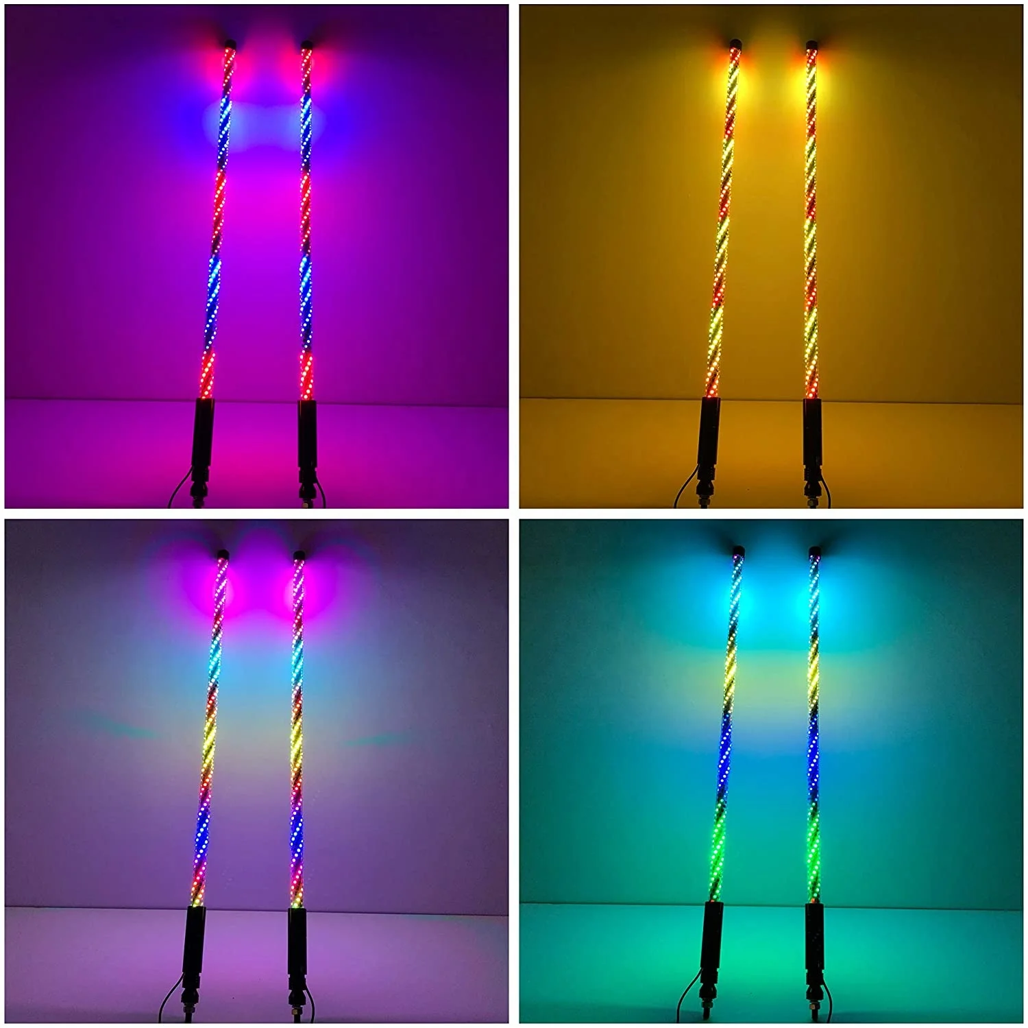 Светодиодные плетёные огни 4 фута дистанционное управление через приложение спиральный плетёный свет для внедорожников вездеходов мотовездеходов ТВ RZR светодиодная антенна танцевальный