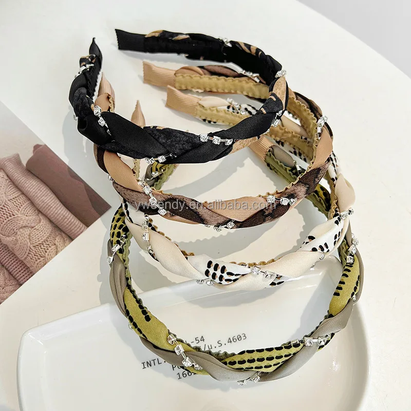 Custom Fashion Style Rhinestone Winding Twists Hair Hoops Headband And Accessories For Woman Lady Headbands