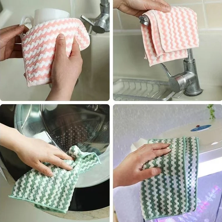 Fast shipping Towel Absorbent Kitchen Cleaning Cloth Non-stick Oil Dish Towel Rags Napkins Tableware Household Cleaning