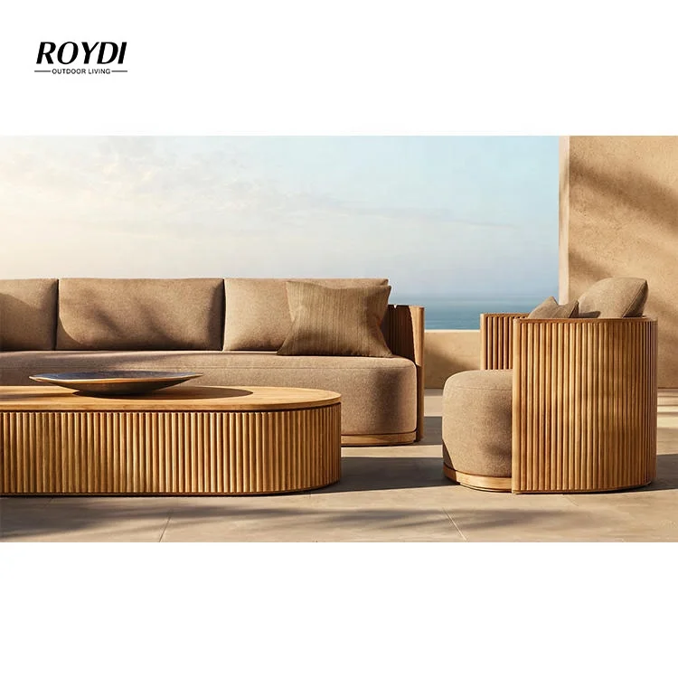 Rh All Weather WaterProof Patio Set Hotel Outdoor Lounge Sofa Teak Coffee Table Patio Outdoor Garden Furniture