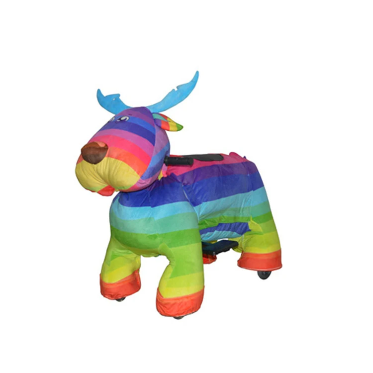 China Plush Rides on Electric Animal with Wheels Children Battery Operated Animal Ride Skin Zoo Animal Pony Ride
