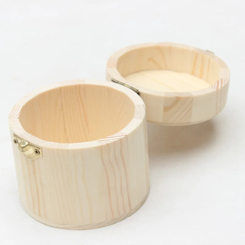 Unfinished Round Wooden Storage Boxes Handmade Home Storage Gift Craft Jewelry Box With Lid