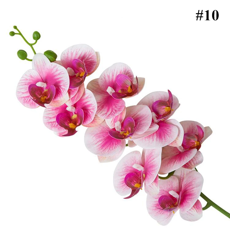Wholesale Orchid Flower 3D Printing 9 Heads Real Touch Silk Latex Artificial Orchids Phalaenopsis Orchid For Home Wedding Decor