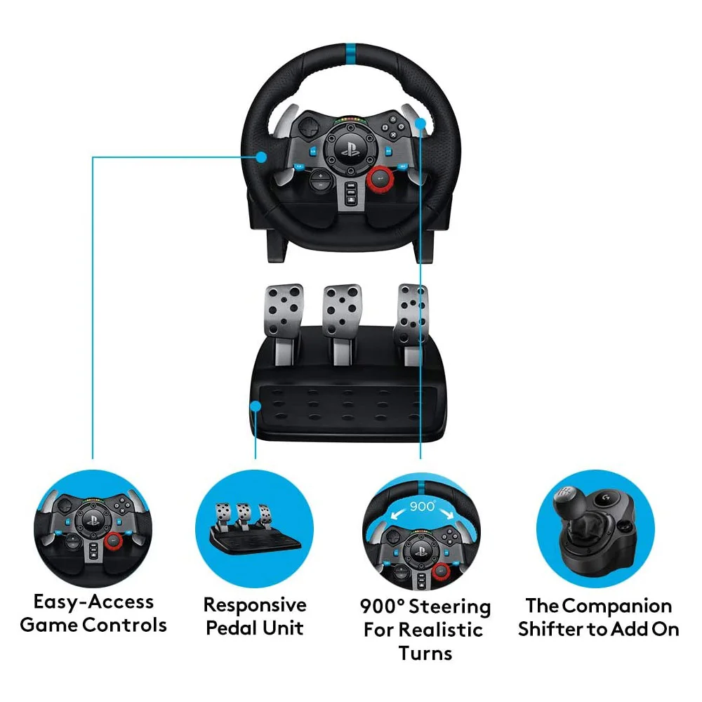 Original Logitech G29 Racing Steering Wheel with Pedals and Driving Force Shifter for PS5 PS4 PS3 PC
