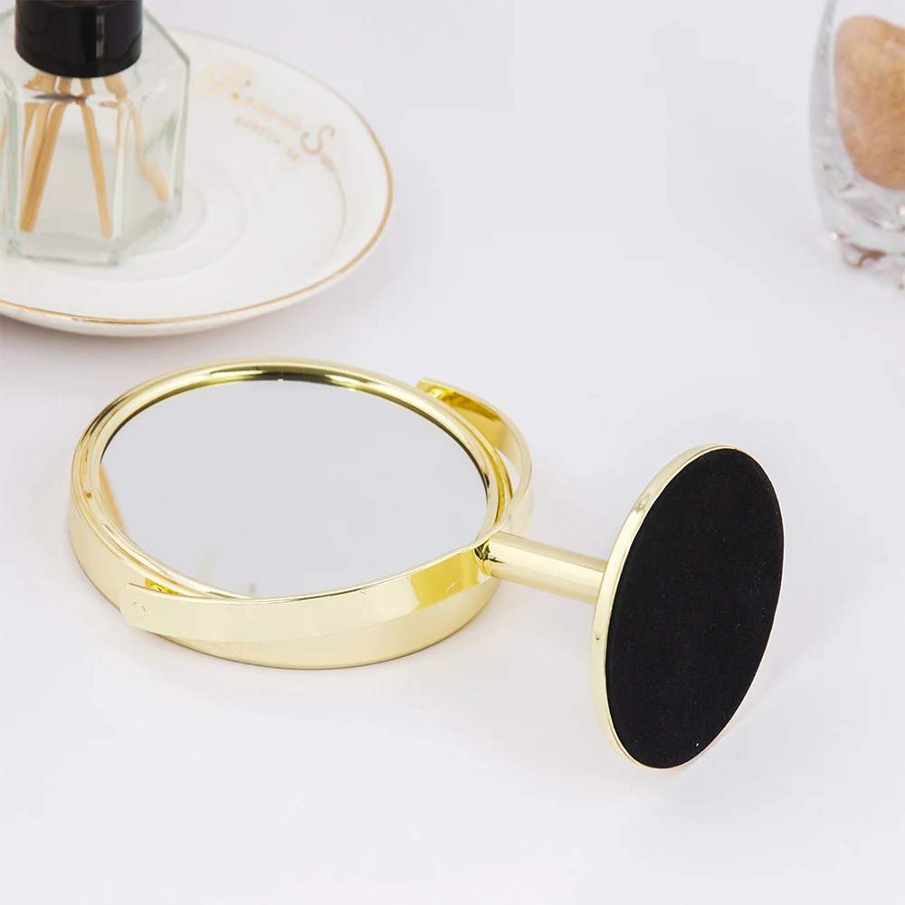 Mirror Factory Directly Light Golden Metal Desktop Double Sided Mirror For Beauty Care
